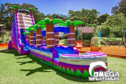 25FT Purple Tropical Splash Water Slide